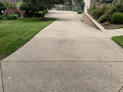 This is how our customer’s exposed aggregate driveway looked when we arrived.  Note how discolored and dirty it is.
