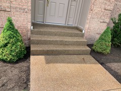 Here is the “after” of the steps and walkway.  They’ve been power washed and Browntone was applied.